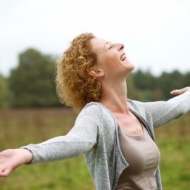 Happy Lady wearing pants